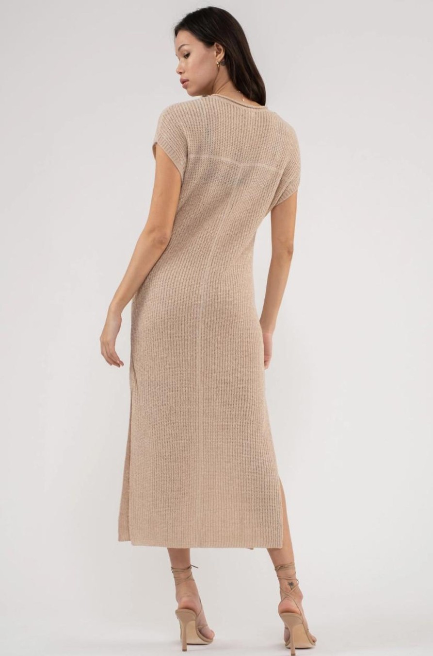 Simply It Knit Midi Dress - Oatmeal